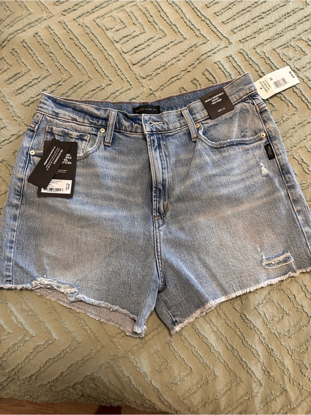Silver Highly Desirable Short High RisLight Blue Distressed Denim Shorts - Women